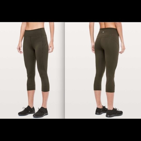Lululemon In Movement Crop Dark Olive sz 4 NWT - Picture 1 of 2